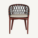 Chaise en tissu polyester beige et rouge 60 cm — vue complémentaire 2