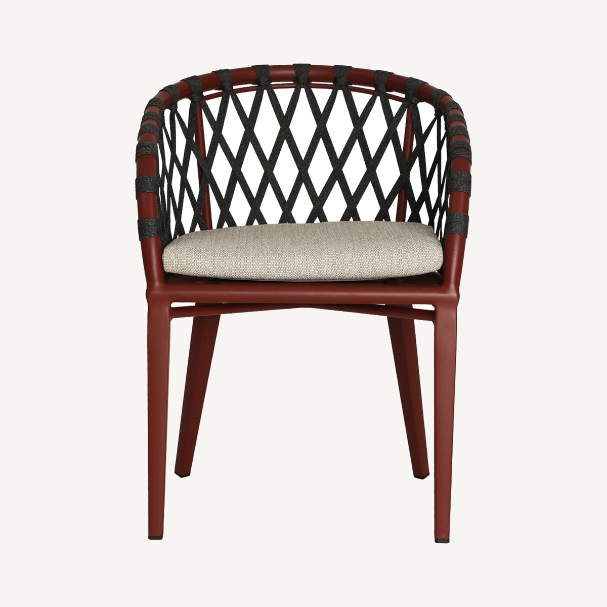 Chaise en tissu polyester beige et rouge 60 cm — vue complémentaire 2
