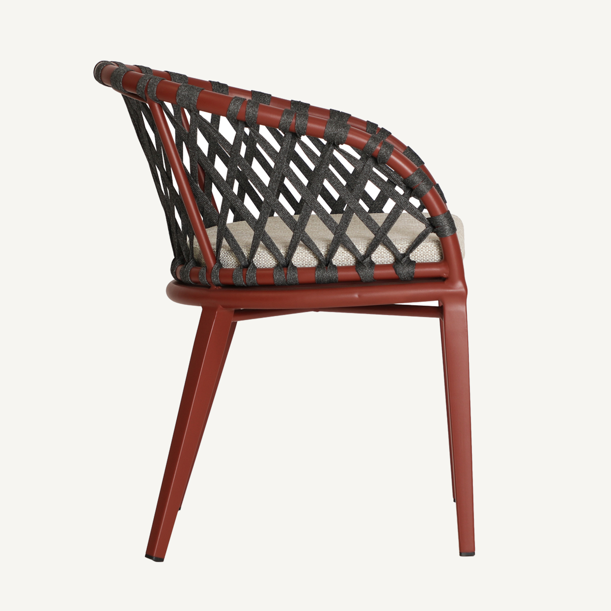 Chaise en tissu polyester beige et rouge 60 cm — vue complémentaire 3