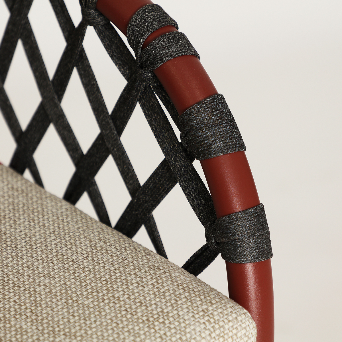 Chaise en tissu polyester beige et rouge 60 cm — vue complémentaire 4
