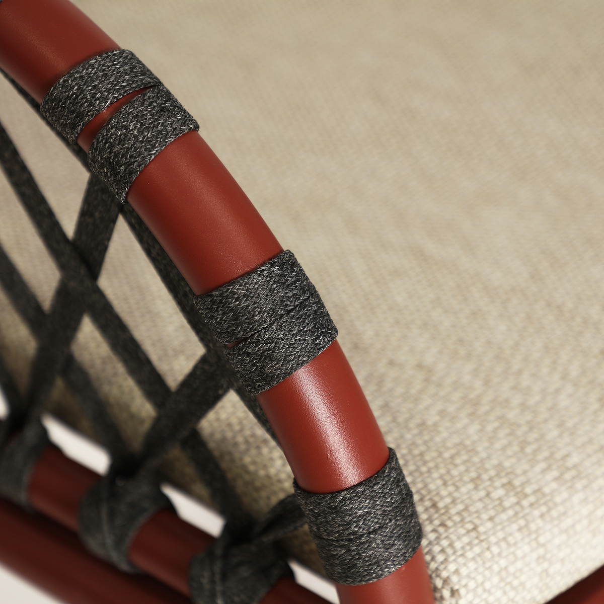 Chaise en tissu polyester beige et rouge 60 cm — vue complémentaire 6