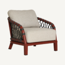 Fauteuil en tissu polyester beige et rouge 80 cm — vue principale
