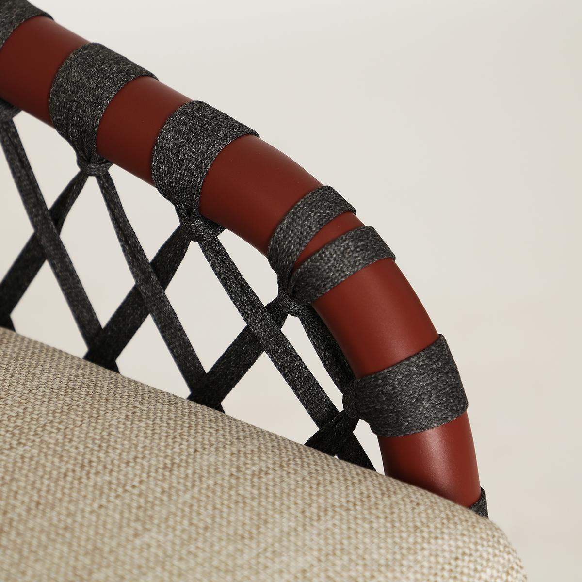 Fauteuil en tissu polyester beige et rouge 80 cm — vue complémentaire 2
