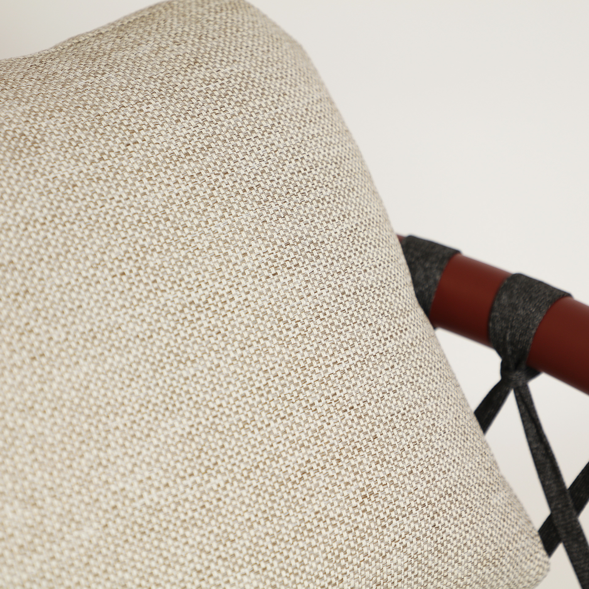 Fauteuil en tissu polyester beige et rouge 80 cm — vue complémentaire 3