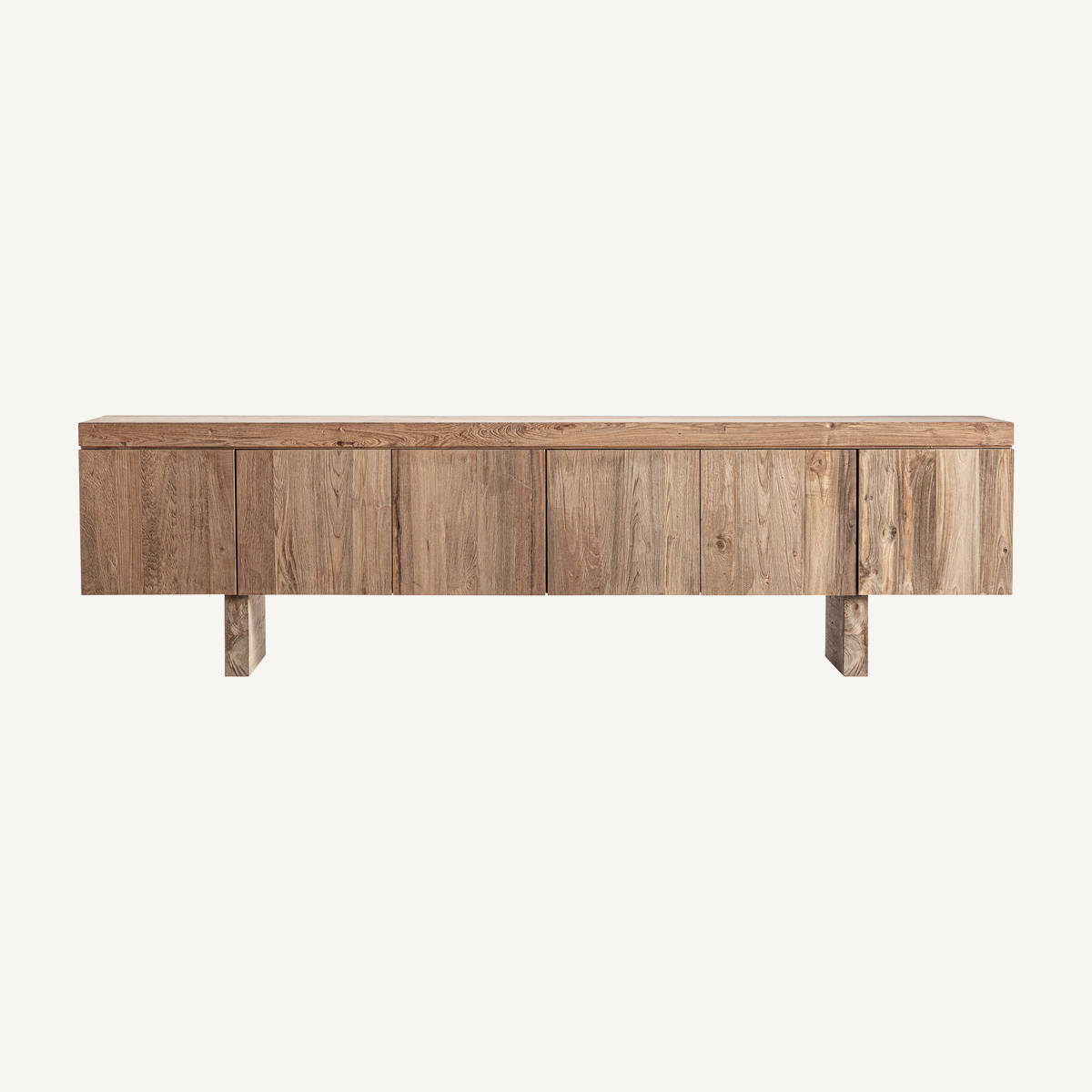 Meuble TV en bois de teck recyclé marron 220 cm — vue principale