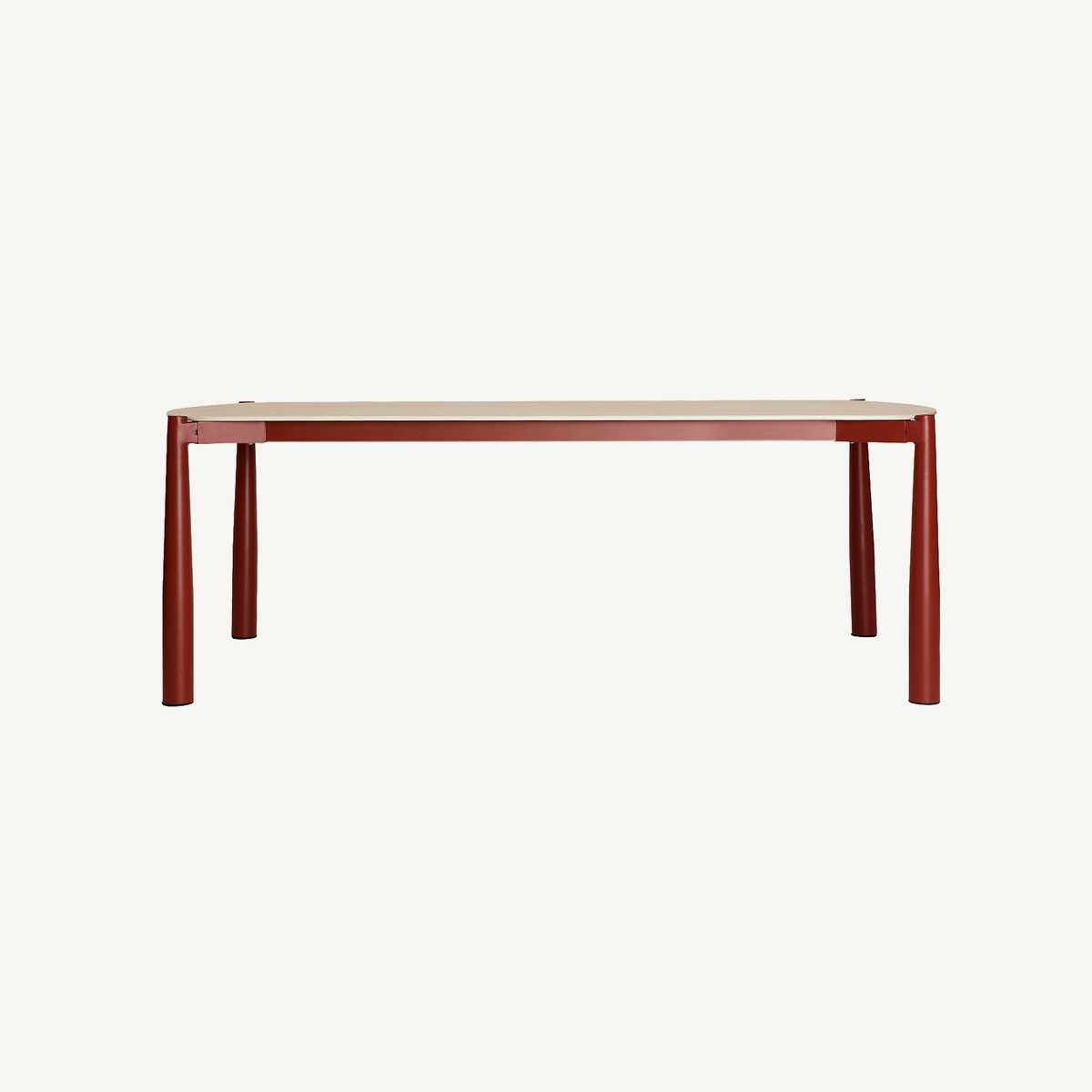 Table à manger en pierre frittée crème et rouge 220 cm — vue principale