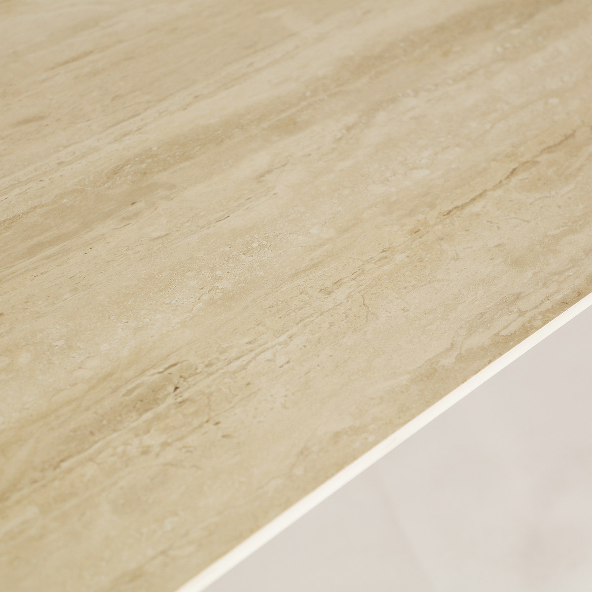 Table à manger en pierre frittée crème et rouge 220 cm — vue complémentaire 3
