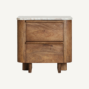 Table de nuit en bois de manguier marron et gris 50 cm — vue principale