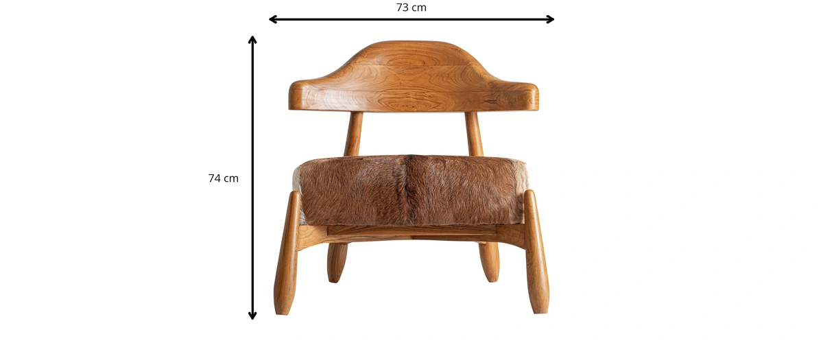 Dimensions - Fauteuil en bois de teck marron clair 73 cm - L 73 x H 74 x P 80 cm