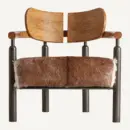 Fauteuil en bois de teck marron et bronze 73 cm — vue principale