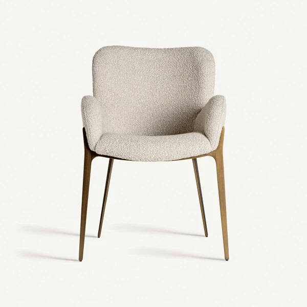 Chaise de salle à manger en tissu bouclé beige