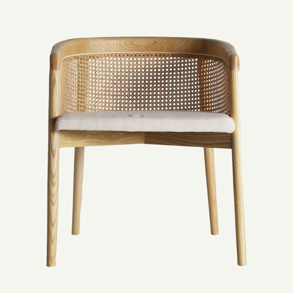 lot de 2 chaises japandi en bois et rotin