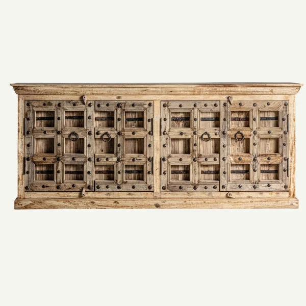 buffet bois massif 219 cm en bois de manguier et ferrures
