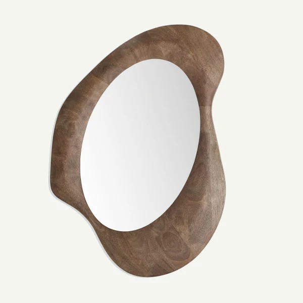 miroir organique en bois foncé