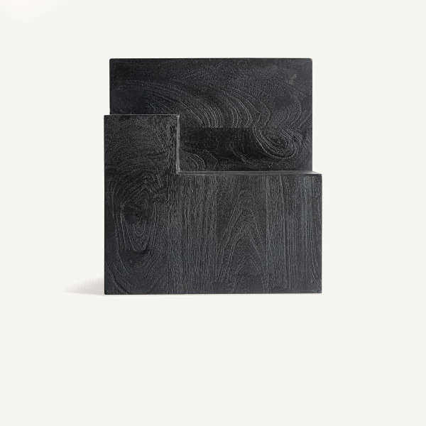Table d'appoint en bois massif peint noir sculptée