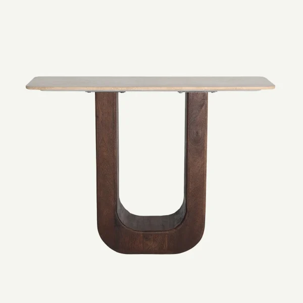 console moderne en bois massif et marbre