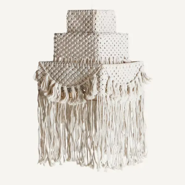 Lustre bohème en coton blanc cassé