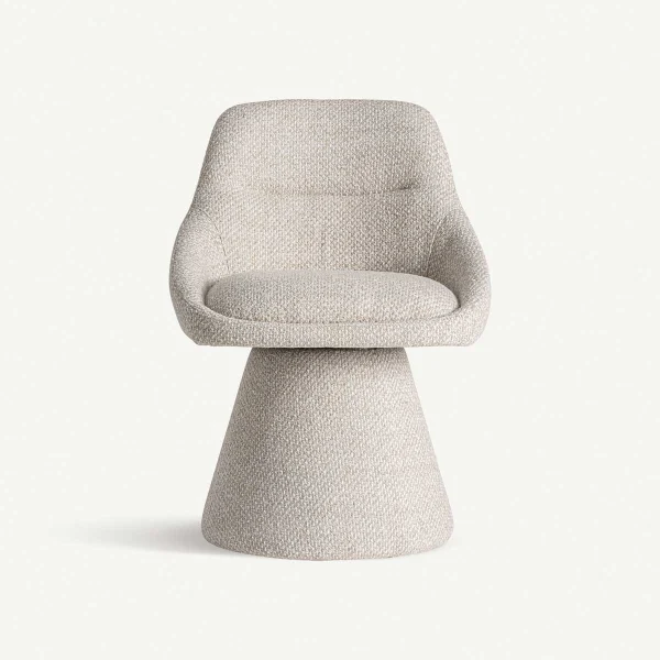 Chaise pivotante en tissu bouclé beige