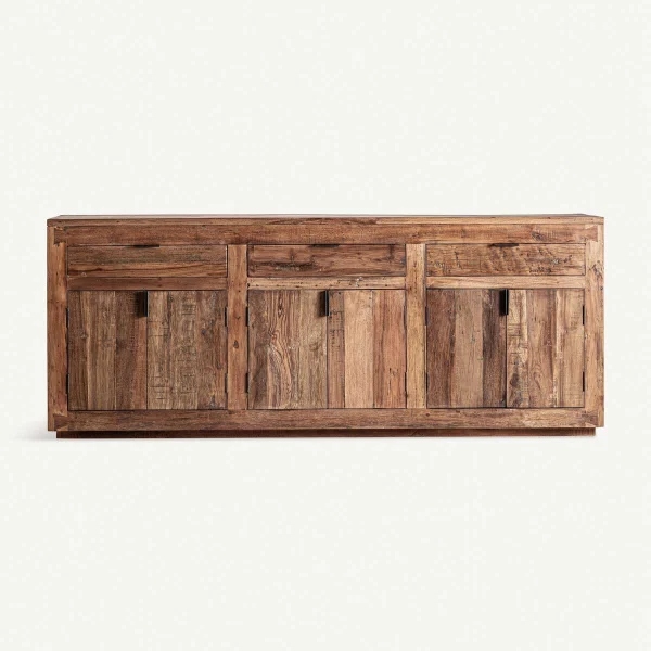 Buffet 224 cm en bois rustique recyclé marron