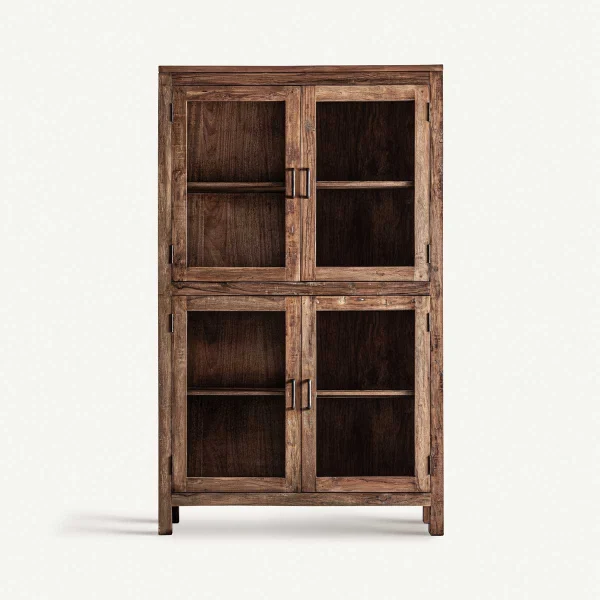 Vitrine haute en bois recyclé