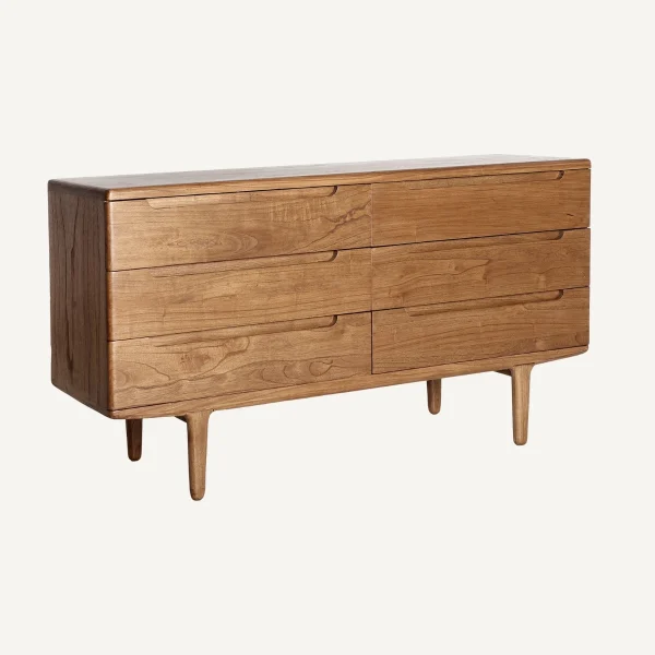 Commode 6 tiroirs en bois de manguier massif 150 cm