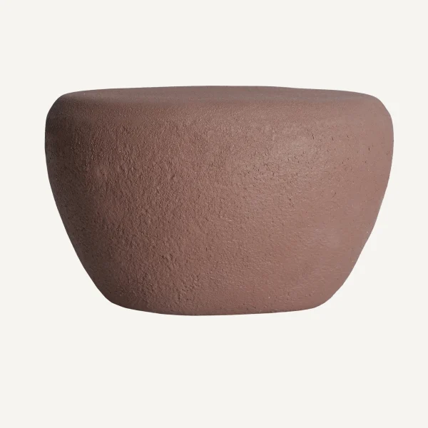Table d'appoint de jardin en béton couleur terre cuite