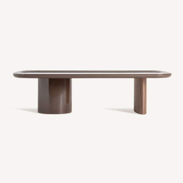 Table basse marron laqué brillant rectangulaire
