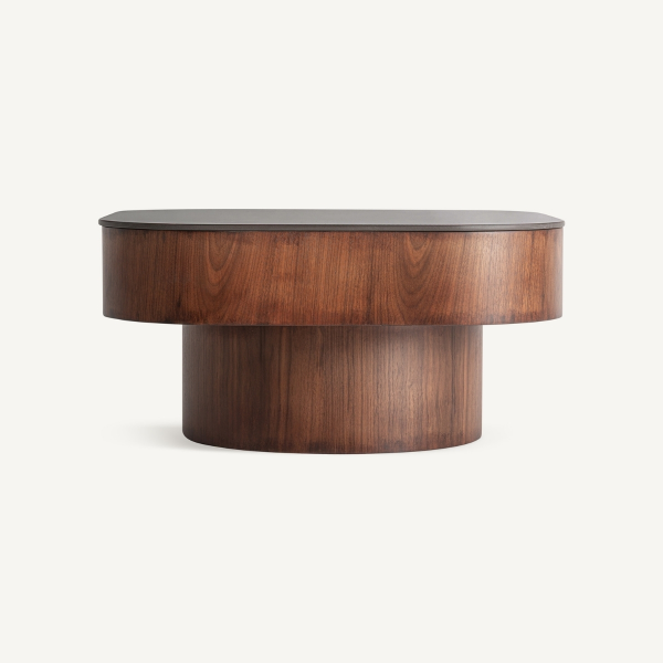 Table basse carrée en bois et marbre noir