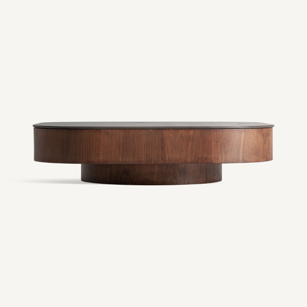 Table basse carrée en bois de noyer