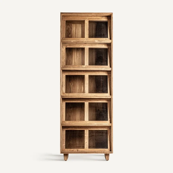 Vitrine en bois de teck recyclé 210 cm