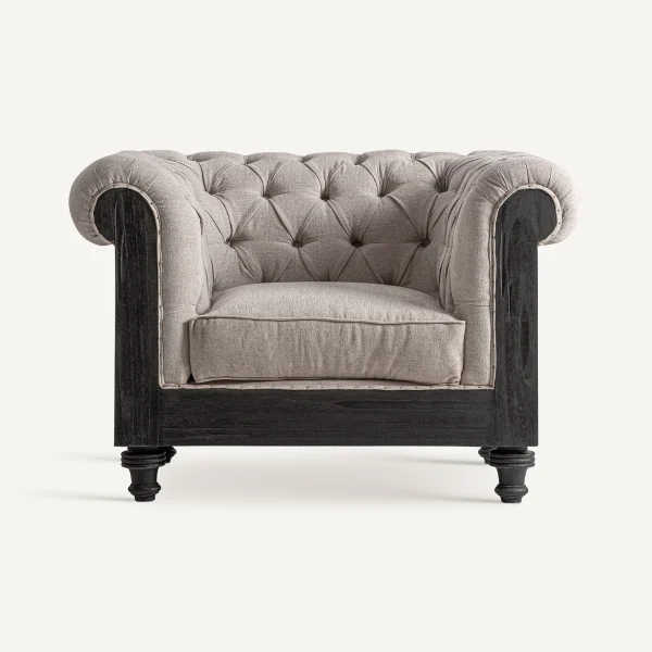 fauteuil beige et noir