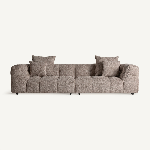canapé confortable haute qualité en tissu teddy marron taupe