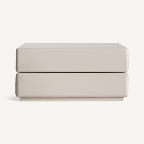 table basse carrée laquée brillante beige