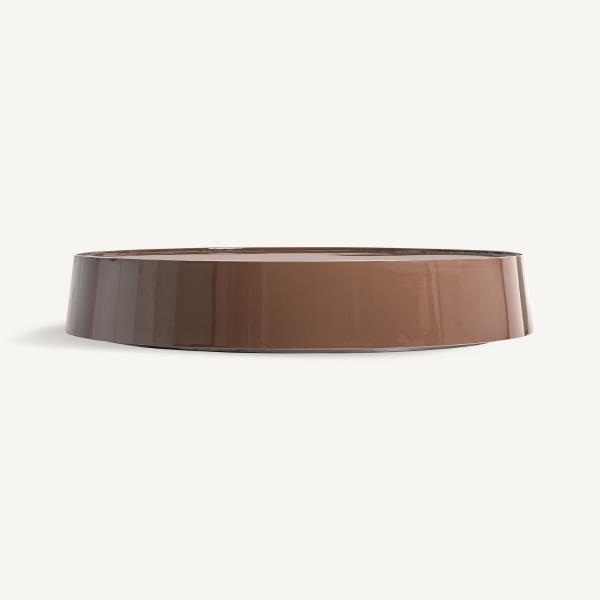 table basse ronde 125 cm haut de gamme laquée marron