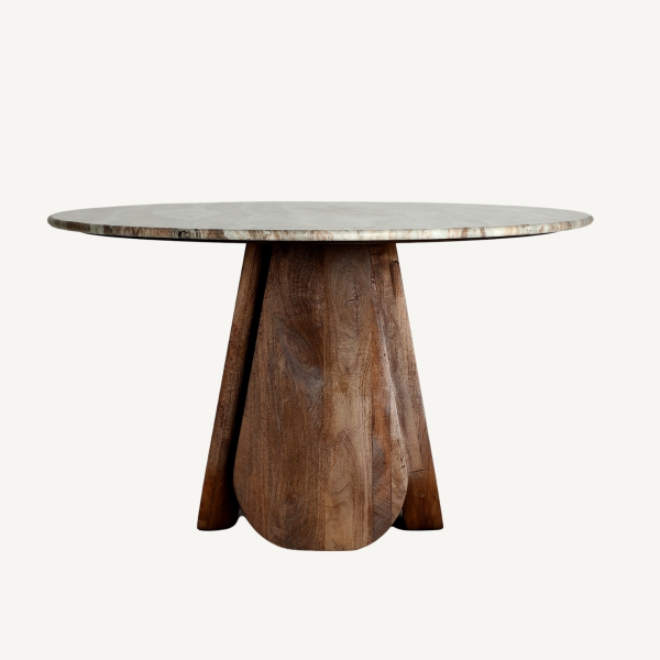 table à manger design en marbre et bois massif