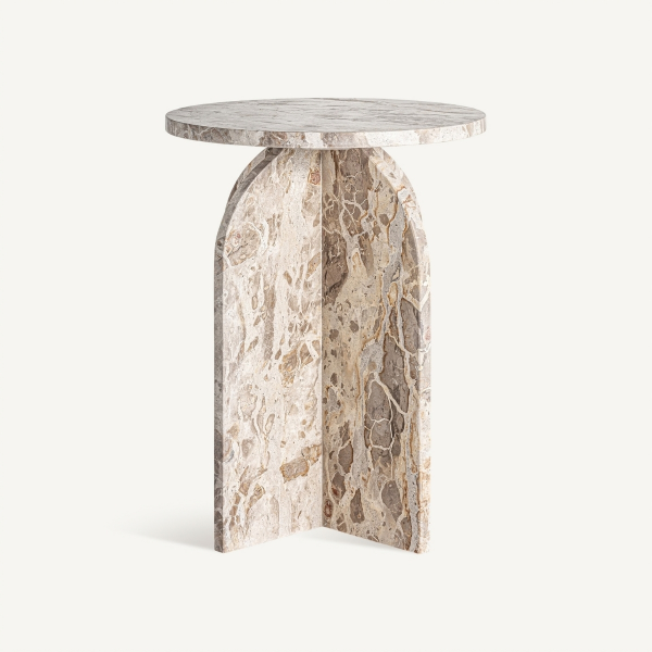table d'appoint haut de gamme en marbre blanc et beige