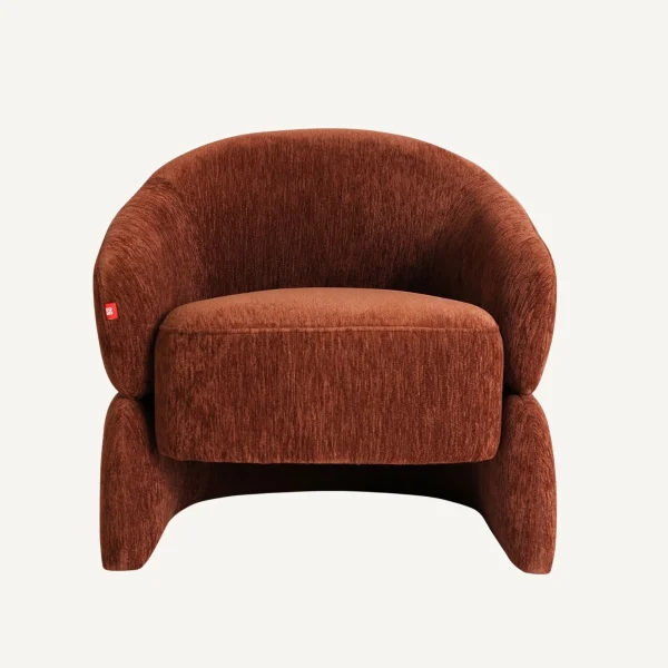 Fauteuil moderne kodu home velours texturé terracotta