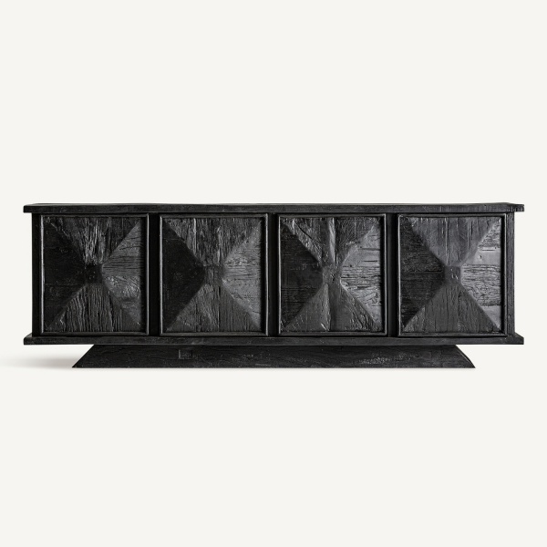 Buffet en bois recyclé noir pour intérieur haut de gamme