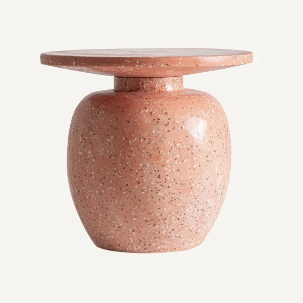 Table d'appoint ronde 50 cm en terrazzo corail
